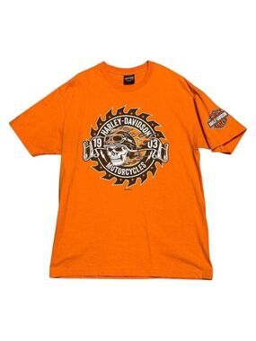 HARLEY DAVIDSON Las Vegas Nevada Orange Motorcycle Biker Tee Shirt Mens Medium